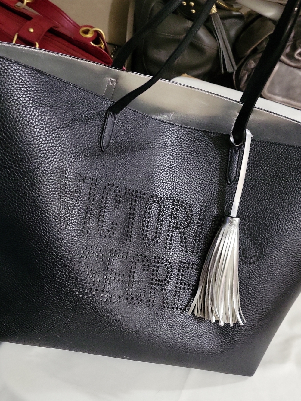 Victoria Secret EyeletBlack Women's Tote Bag with Silver  Tassel